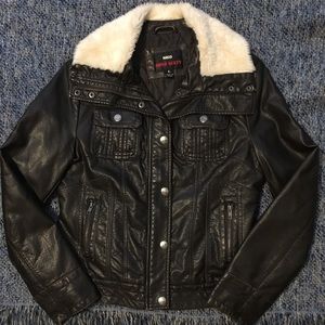 M60 Miss Sixty Faux Leather Fur Collar Jacket NWOT